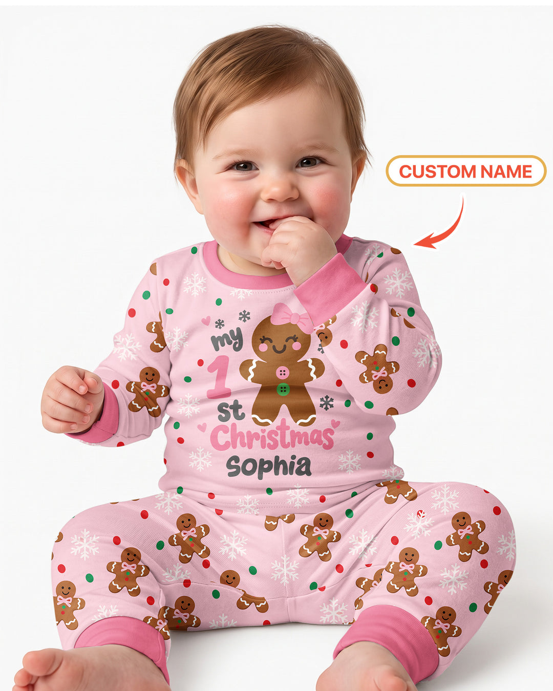 Custom Name My First Christmas  Bamboo Two Piece Long Sleeve Pajama Set