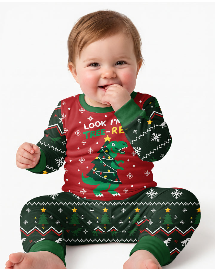 Look I'm Tree-Rex Ugly Christmas Bamboo Two Piece Long Sleeve Pajama Set