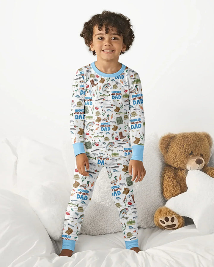 Hooked The Best Dad Daddy & Me Matching Bamboo Two Piece Long Sleeve Pajama Set