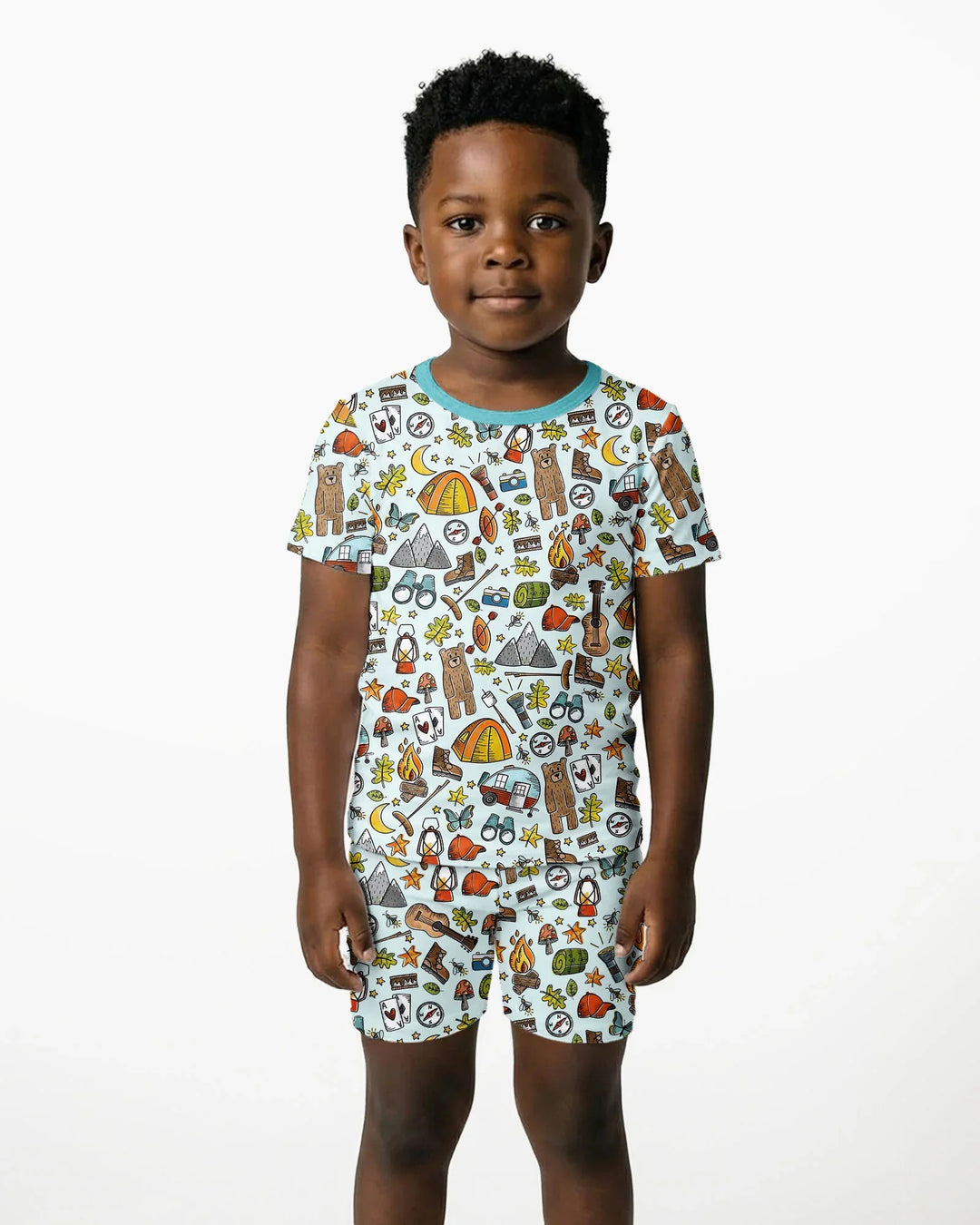 Funny Camper Family Matching Bamboo Two Piece Short Sleeve Shorts Pajama Set