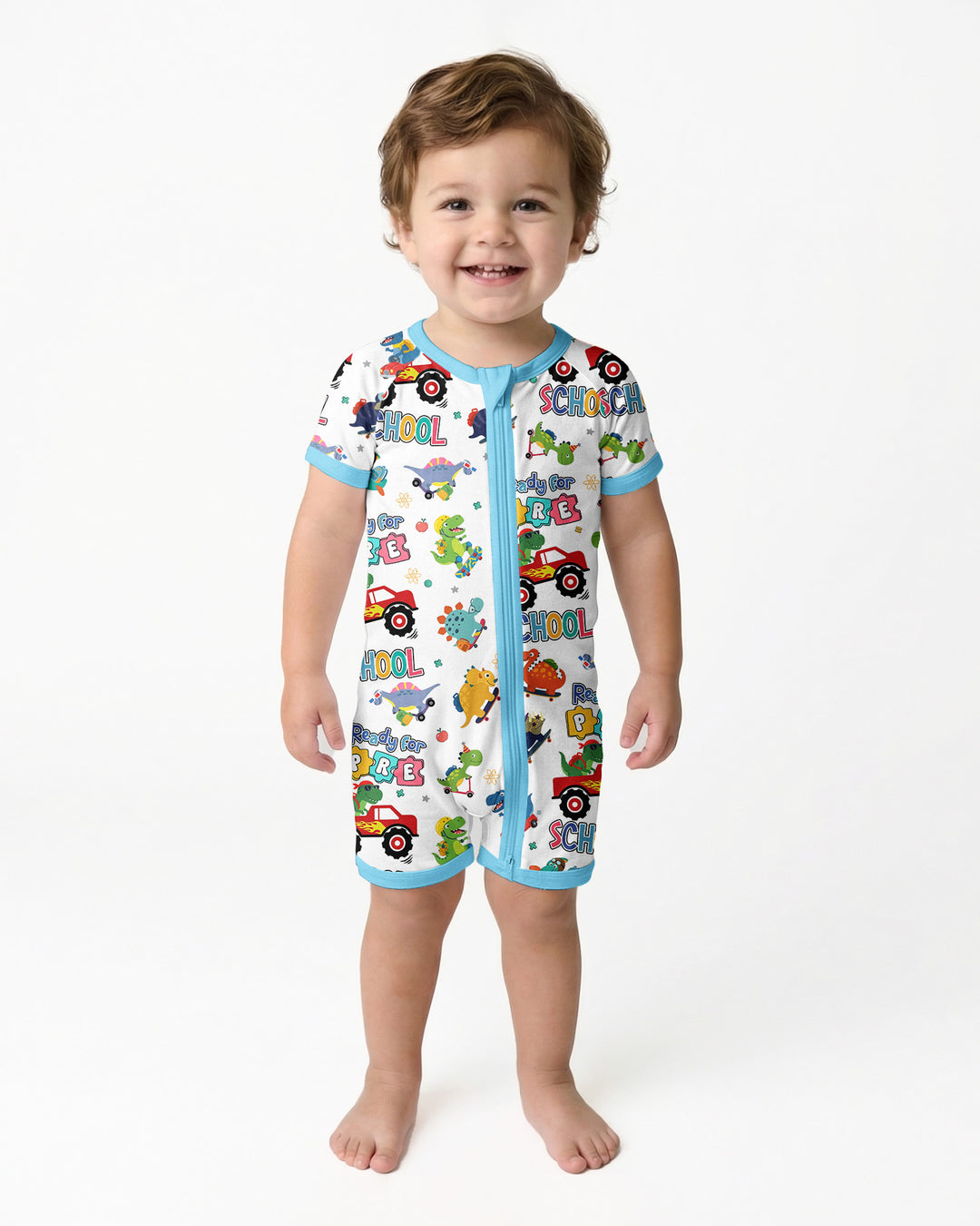 First Day of Preschool T-Rex Bamboo Shorty Zippy