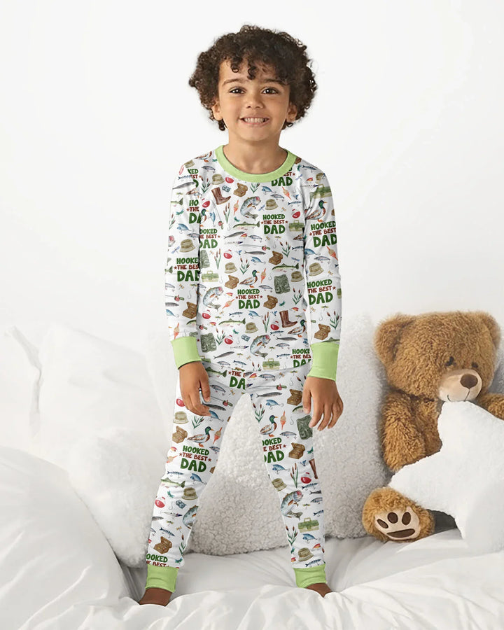 Hooked The Best Dad Daddy & Me Matching Bamboo Two Piece Long Sleeve Pajama Set