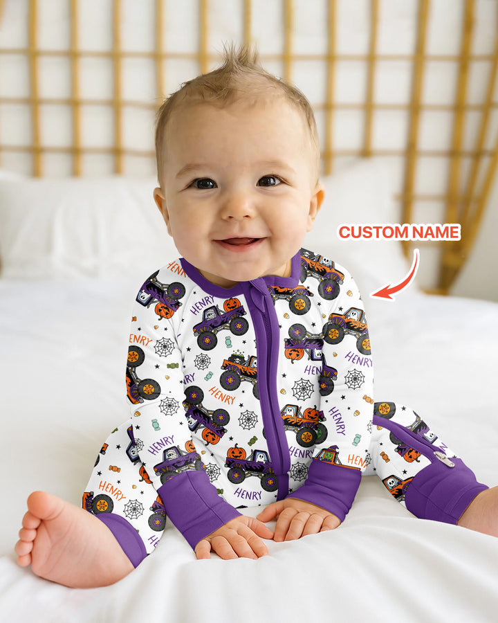 Custom Name Halloween Monster Truck Bamboo Convertible Zippy