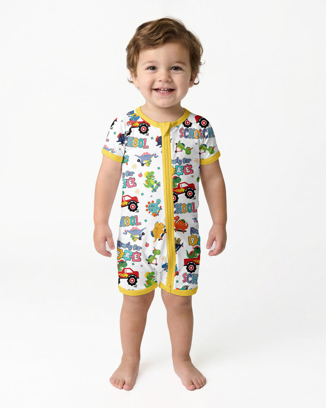 First Day of Preschool T-Rex Bamboo Shorty Zippy