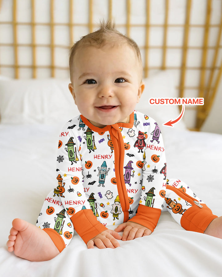 Custom Name Halloween Crayon Bamboo Convertible Zippy