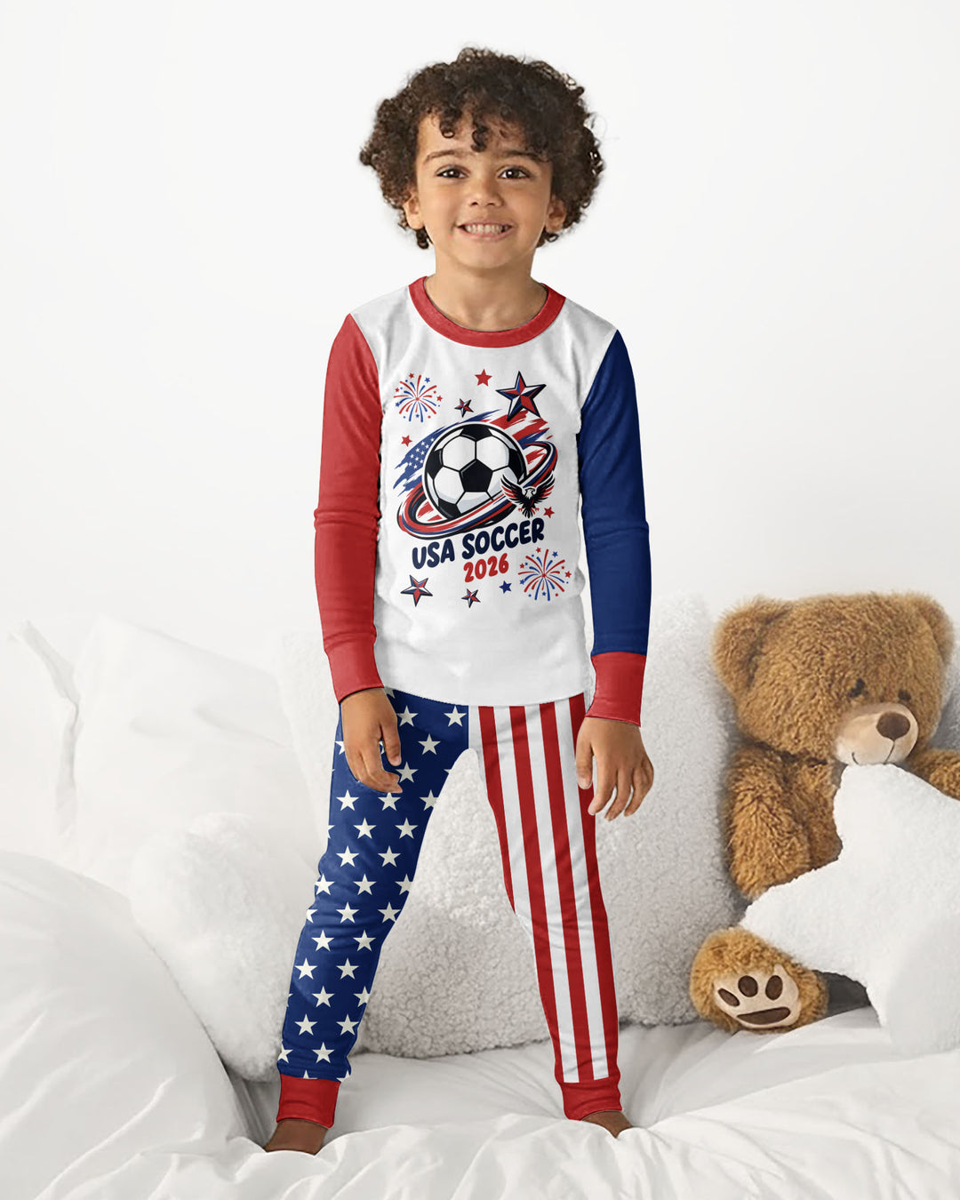 USA Soccer 2026 Family Matching Bamboo Two Piece Long Sleeve Pajama Set