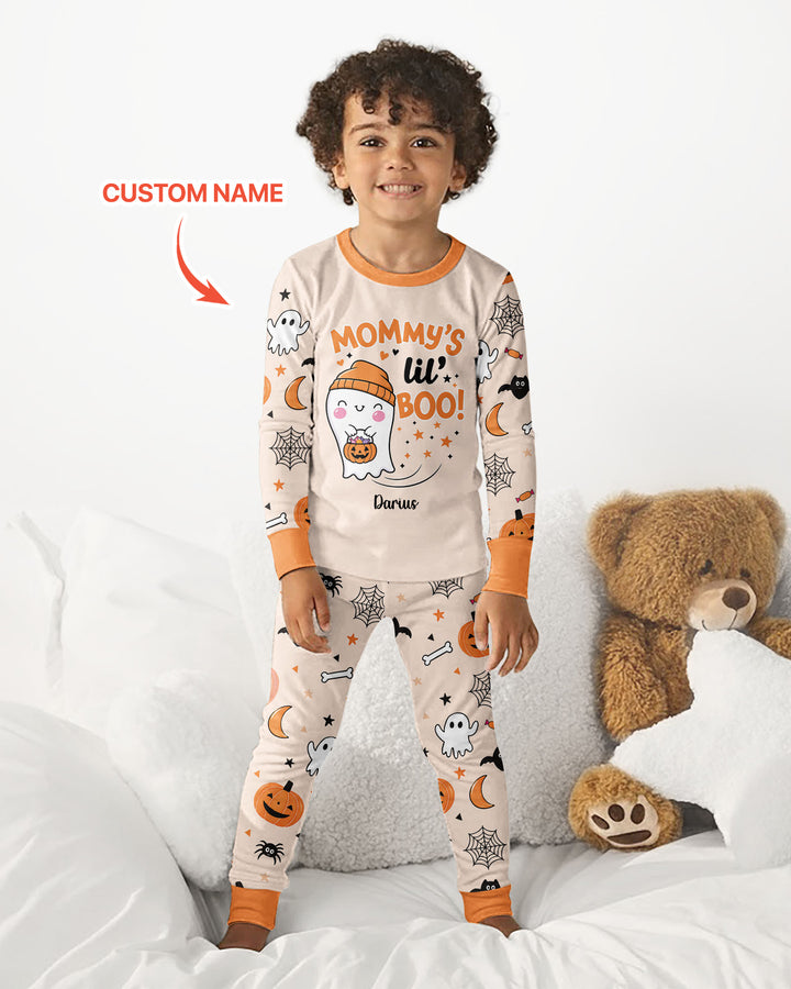 Custom Name Mommy's Lil' Boo Bamboo Two Piece Long Sleeve Pajama Set