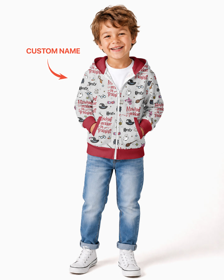 Custom Name Mischief Maker In Training Bamboo Zip Hoodie