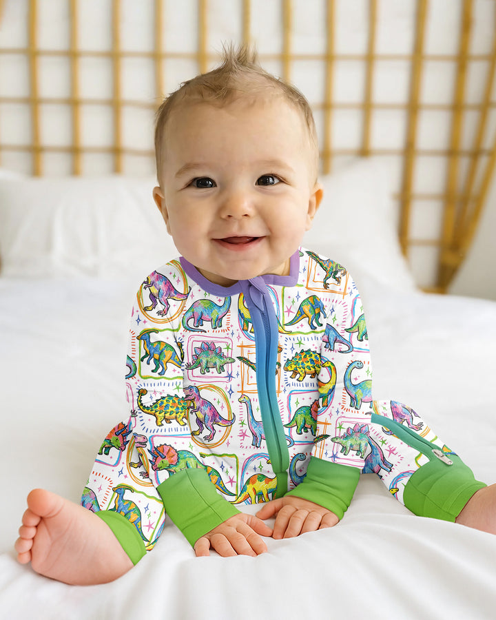 Dinosaur Colorful Stamps Bamboo Convertible Zippy