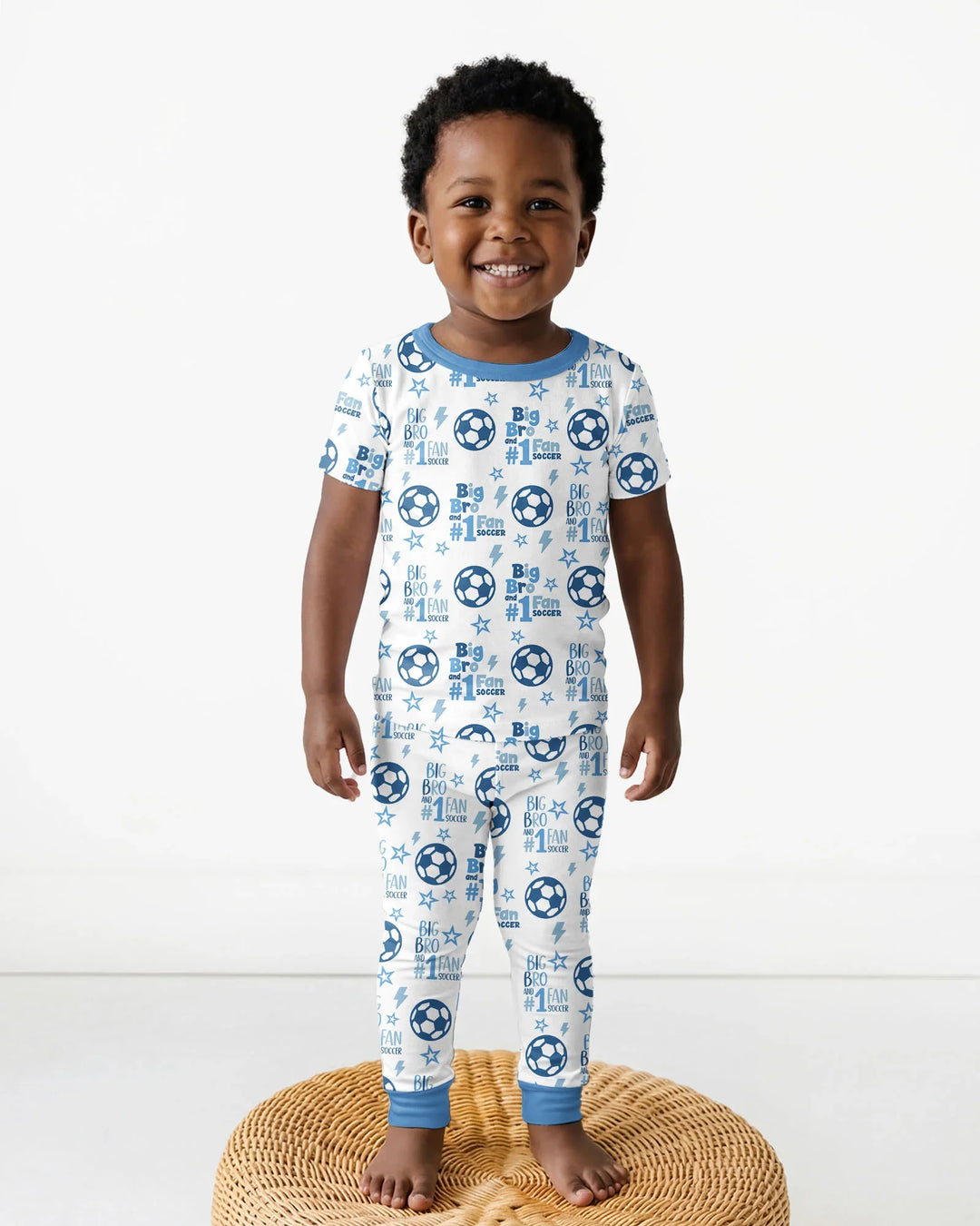Little Sister and Bro #1 Fan Soccer Bamboo Two Piece Short Sleeve Pajama Set