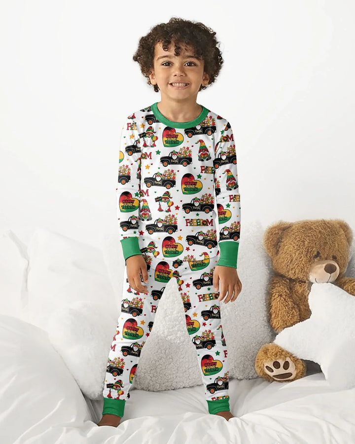 Gnome Happy Juneteenth Bamboo Two Piece Long Sleeve Pajama Set