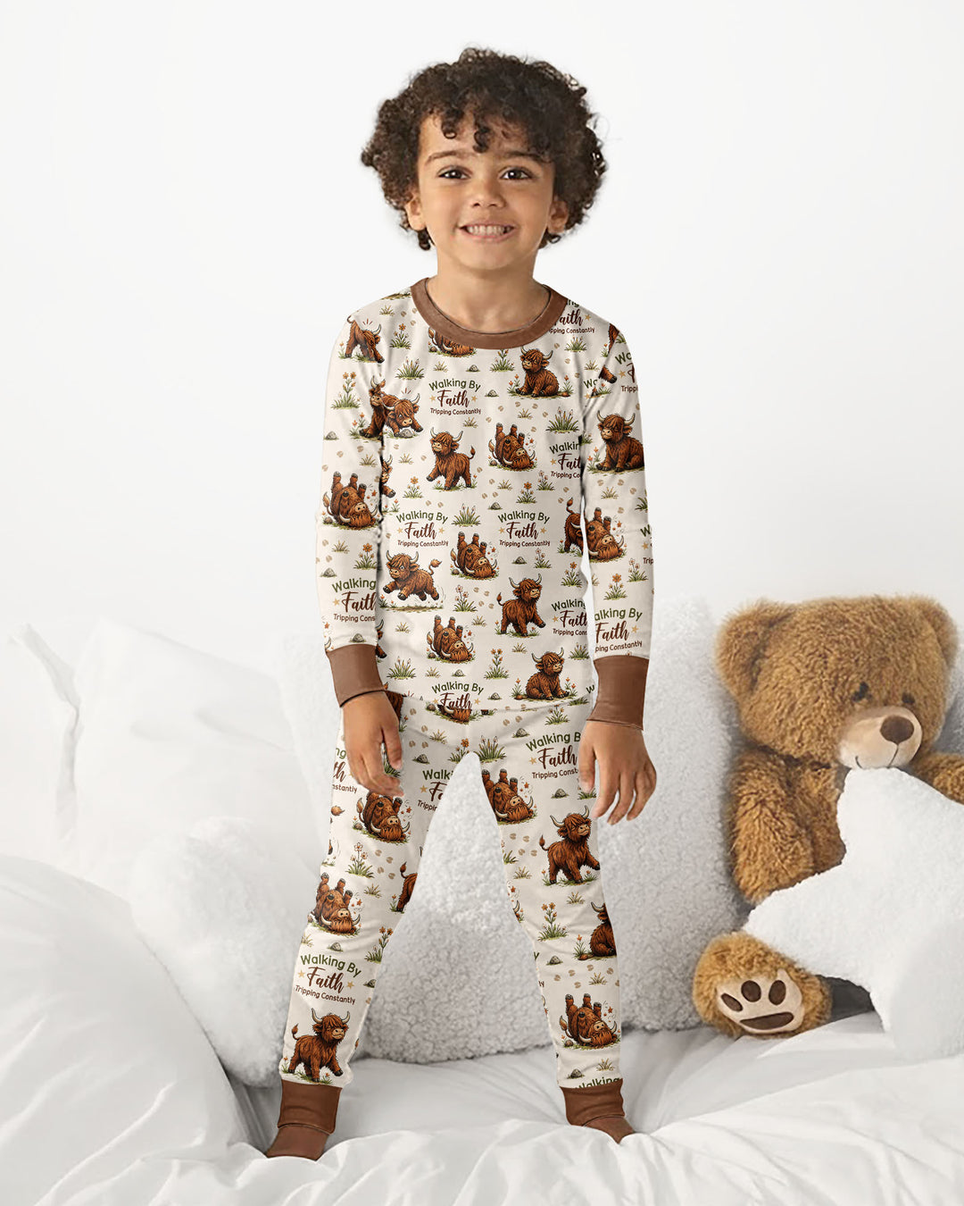 Walking By Faith Tripping Constantly Bamboo Two Piece Long Sleeve Pajama Set