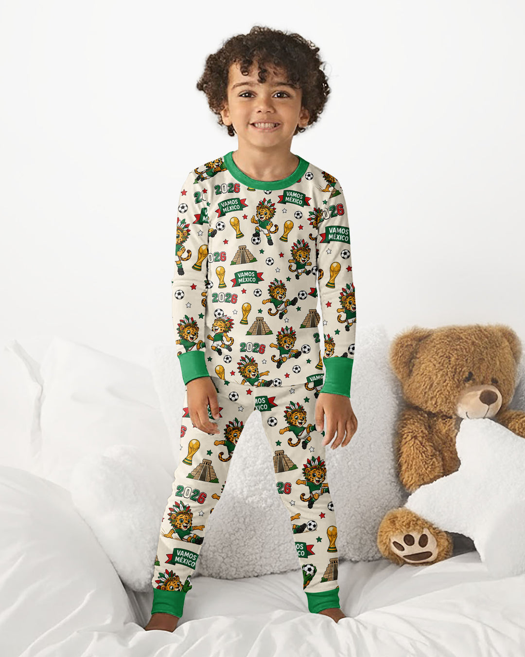 Jaguar 2026 Vamos Mexico Family Matching Bamboo Two Piece Long Sleeve Pajama Set