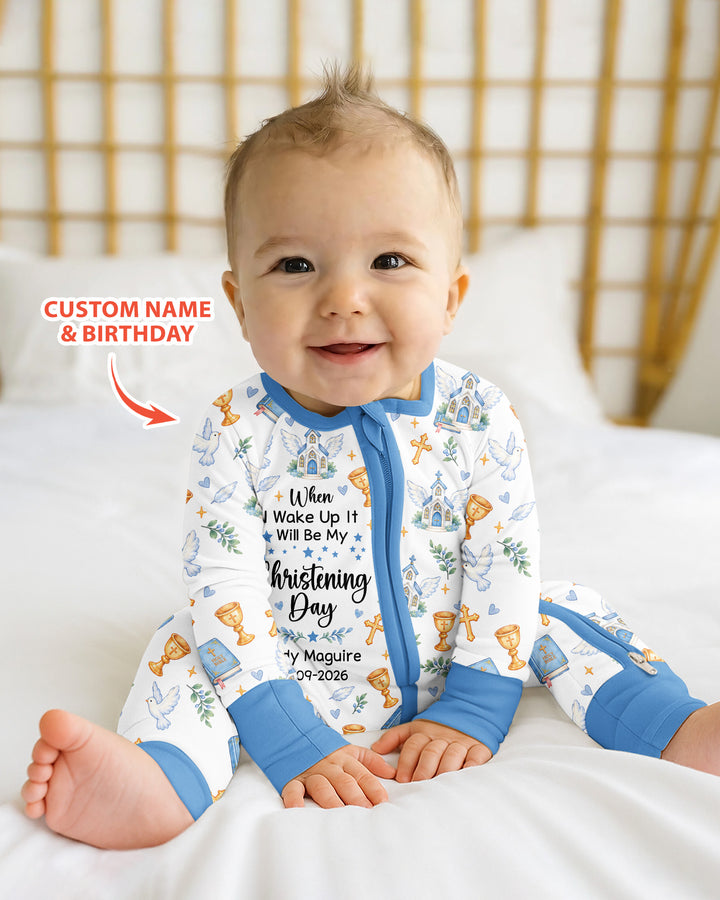 Personalized When I Wake Up It Will Be My Christening Day Bamboo Convertible Zippy