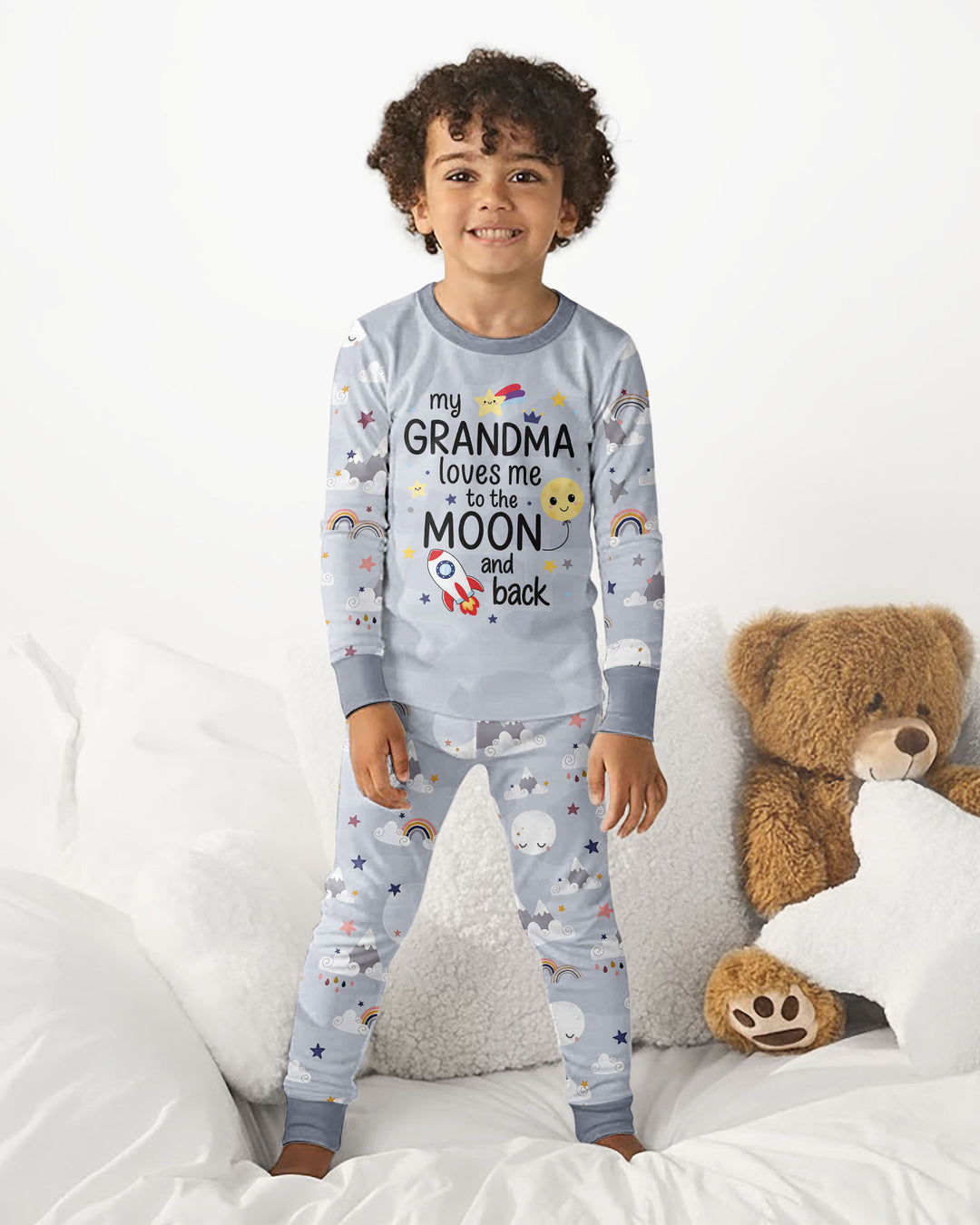 My Grandma Loves Me To The Moon And Back Bamboo Two Piece Long Sleeve Pajama Set