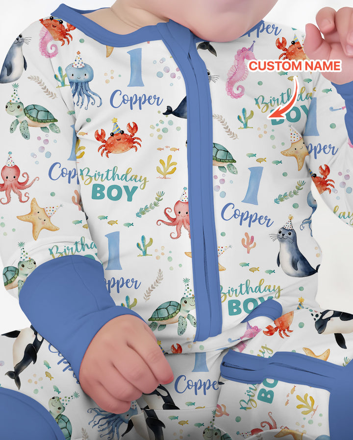 Birthday Under The Sea Custom Name & Age Bamboo Convertible Zippy