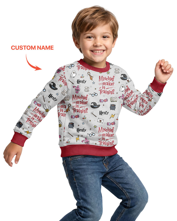 Custom Name Mischief Maker In Training Bamboo Crewneck Sweatshirt