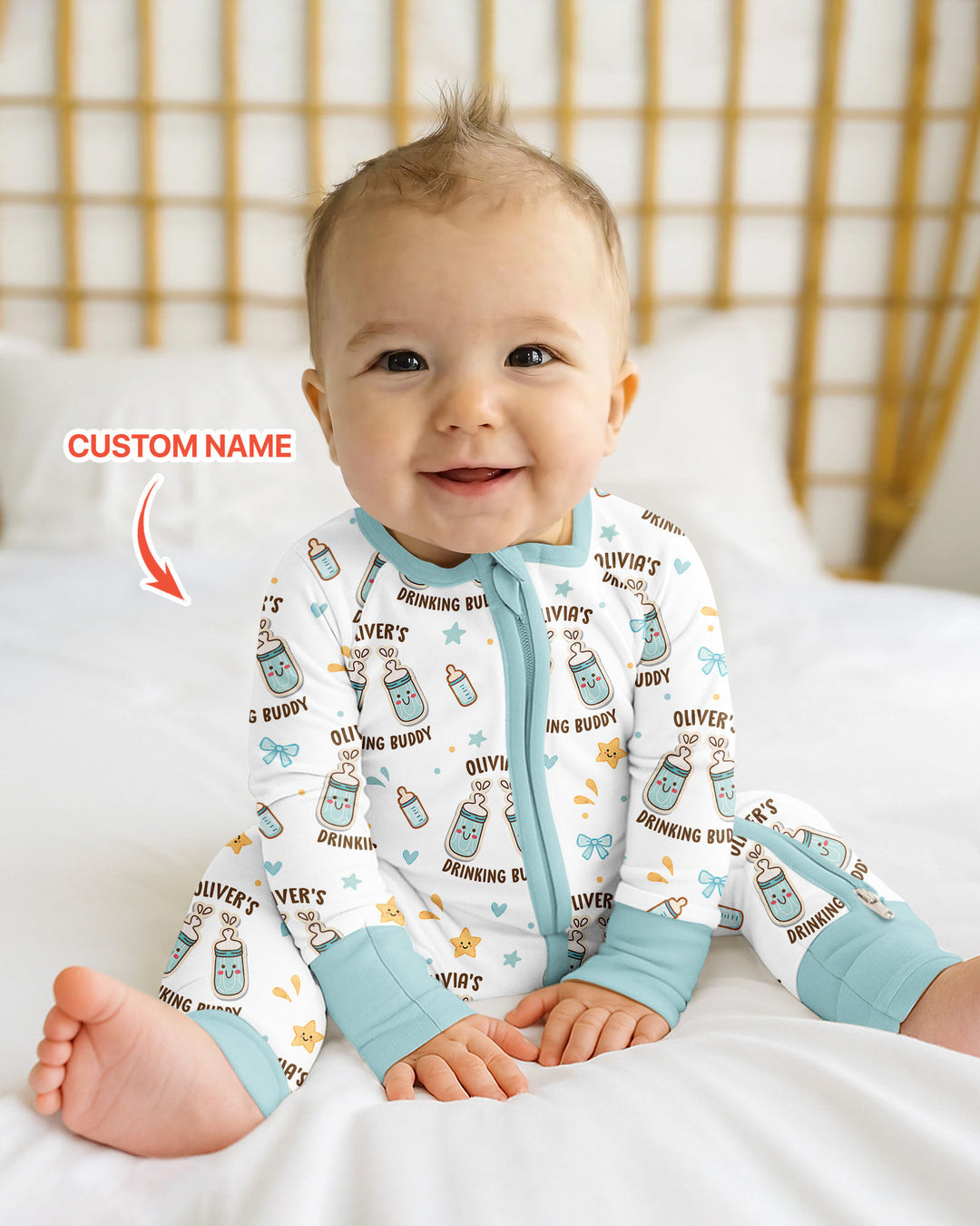 Custom Name Twin Drinking Buddies Bamboo Convertible Zippy