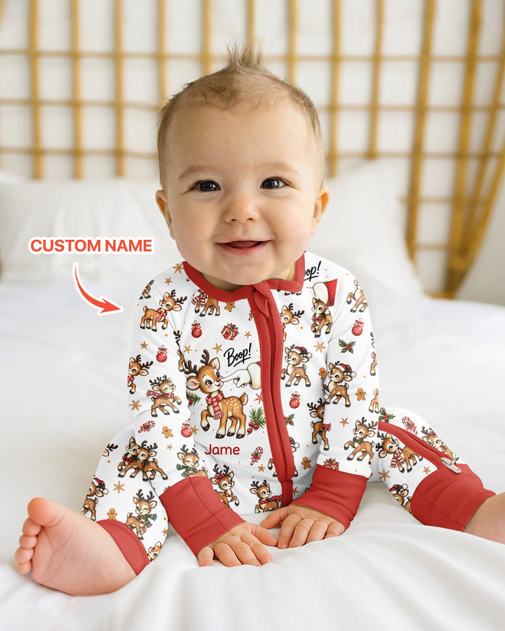 Reindeer Santa Boop Custom Name Bamboo Convertible Zippy