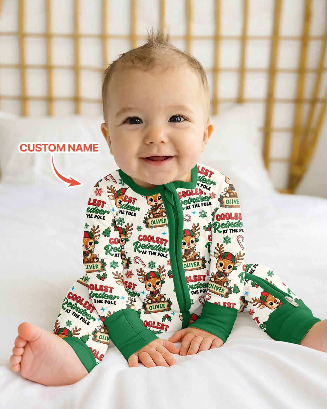 Custom Name Coolest Reindeer At The Pole Bamboo Convertible Zippy