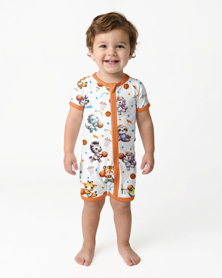 Cartoon Basketball Animals Bamboo Shorty Zippy