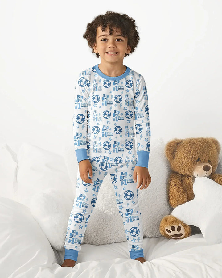 Little Sister and Bro #1 Fan Soccer Bamboo Two Piece Long Sleeve Pajama Set