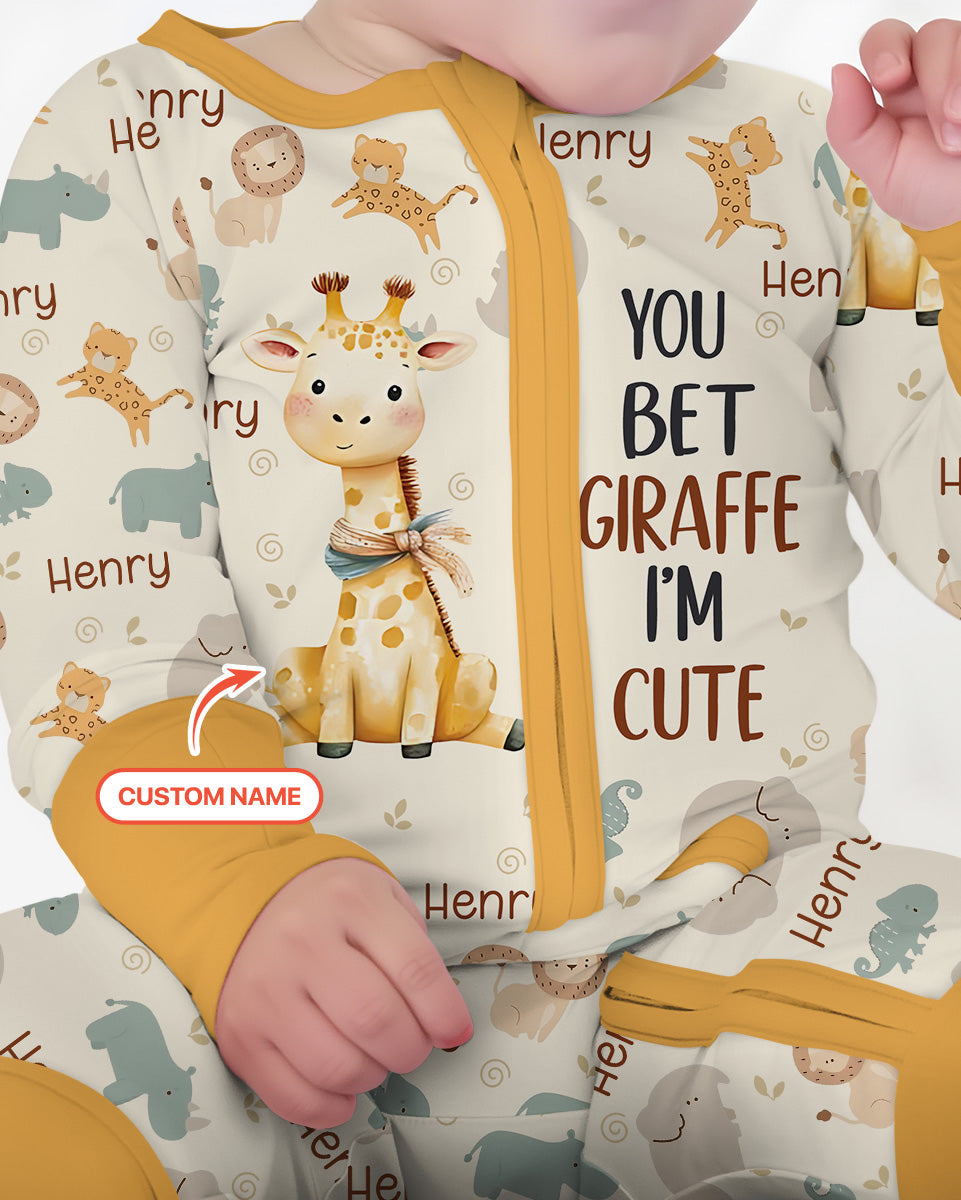 You Bet Giraffe I'm Cute Custom Name Bamboo Convertible Zippy