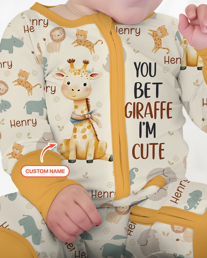 You Bet Giraffe I'm Cute Custom Name Bamboo Convertible Zippy