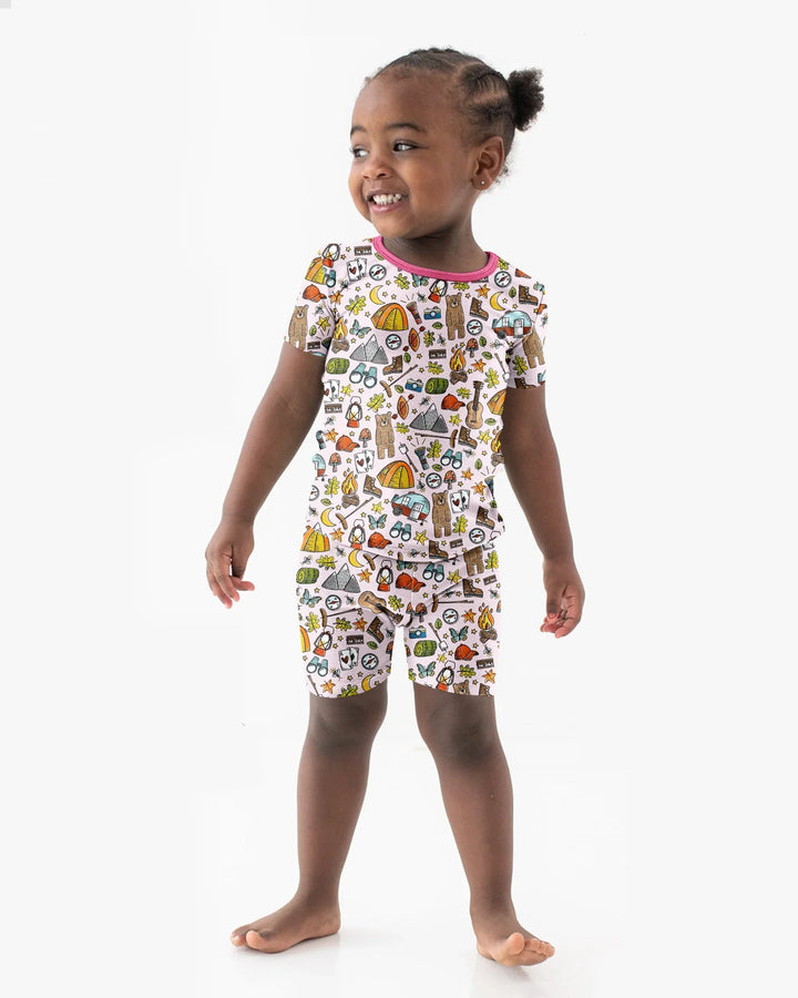 Funny Camper Family Matching Bamboo Two Piece Short Sleeve Shorts Pajama Set