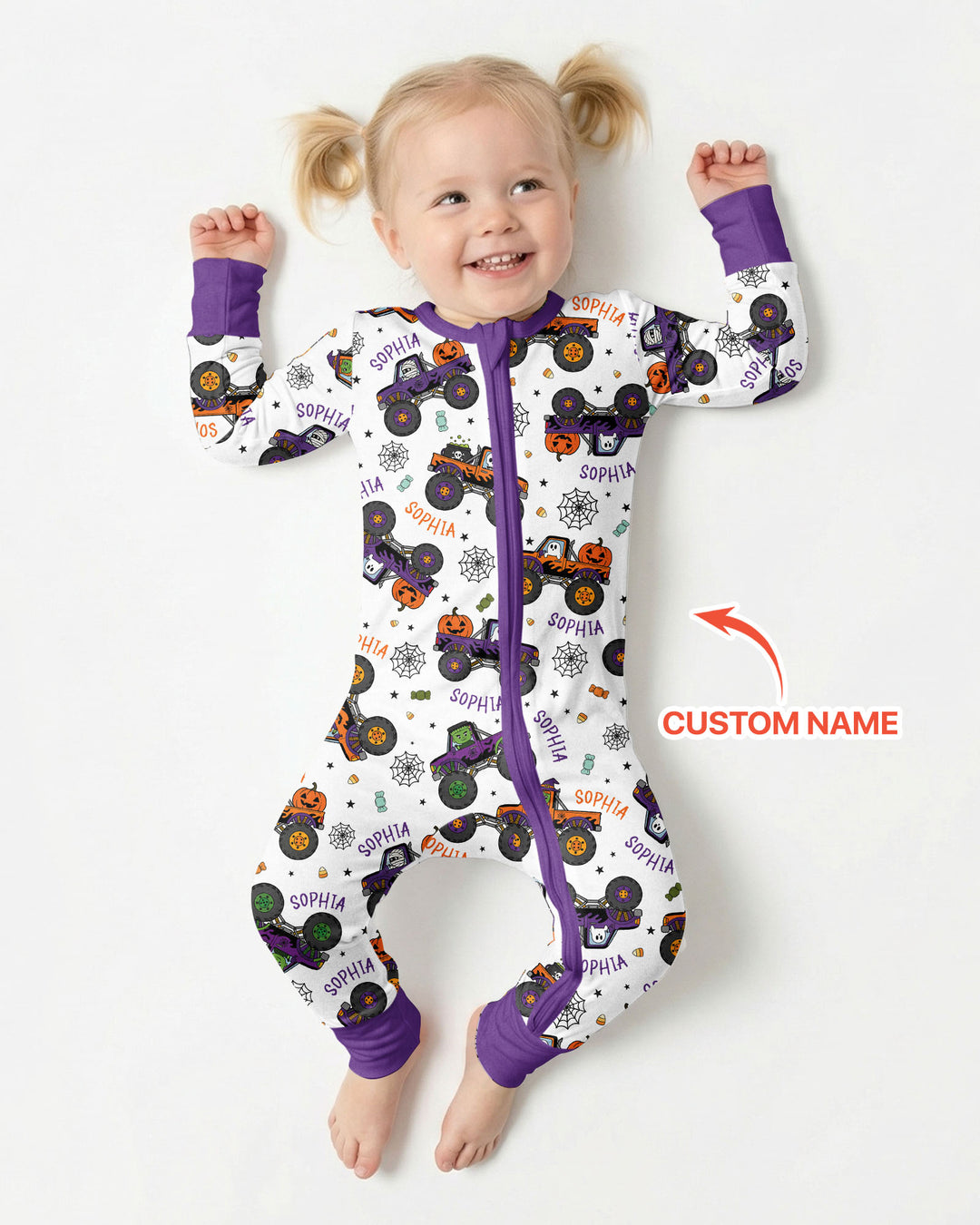 Custom Name Halloween Monster Truck Bamboo Convertible Zippy