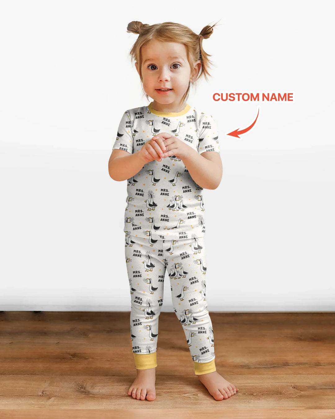 Custom Funny Seagulls Teacher Bamboo Two Piece Short Sleeve Pajama Set