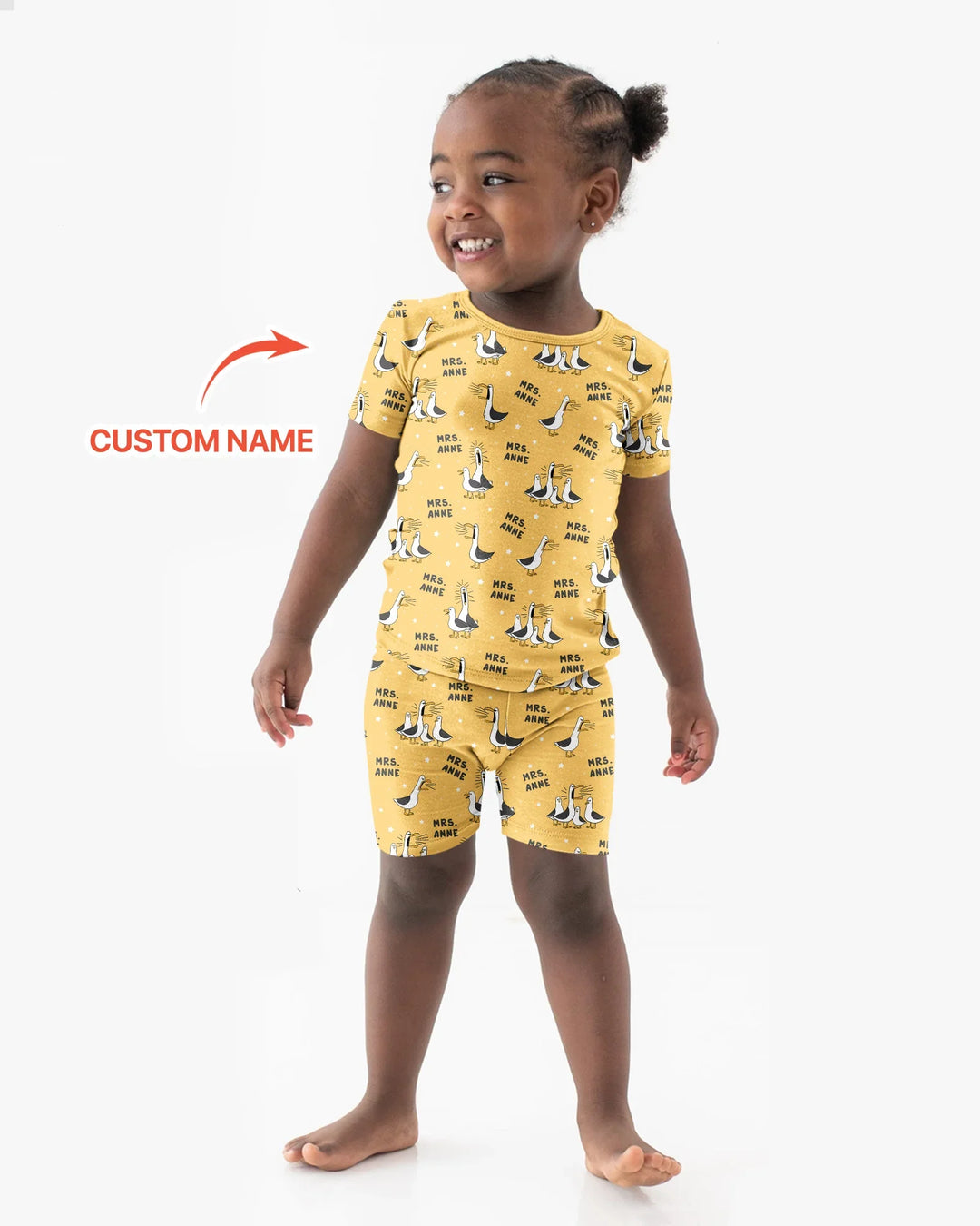 Custom Funny Seagulls Teacher Bamboo Two Piece Short Sleeve Shorts Pajama Set