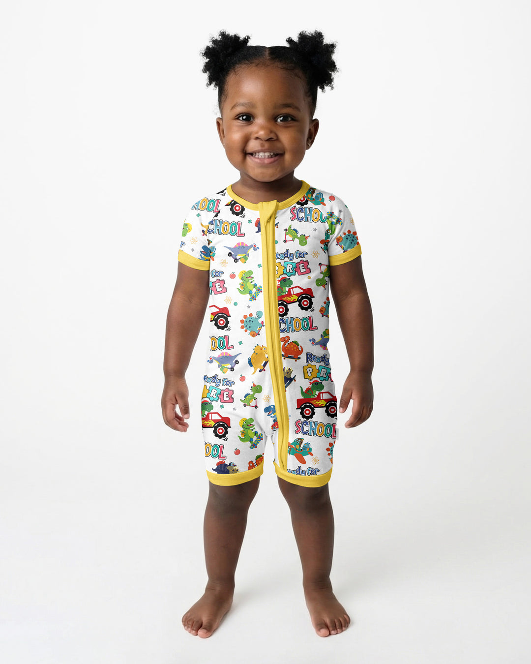 First Day of Preschool T-Rex Bamboo Shorty Zippy