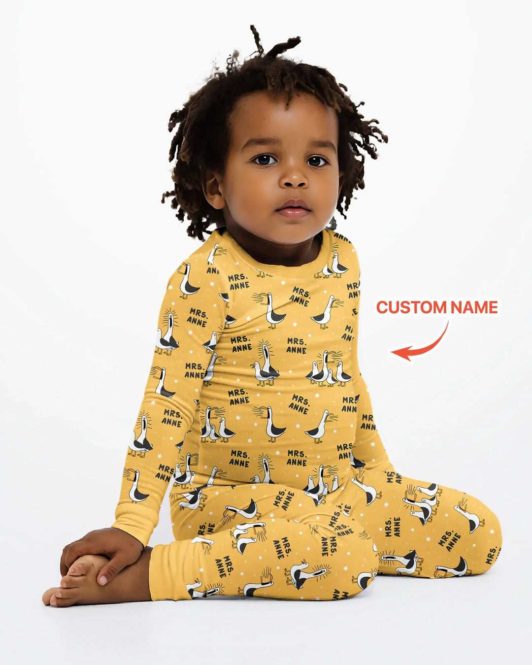 Custom Funny Seagulls Teacher Bamboo Two Piece Long Sleeve Pajama Set