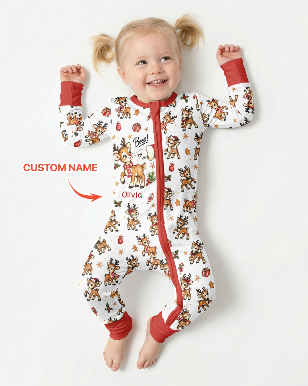 Reindeer Santa Boop Custom Name Bamboo Convertible Zippy