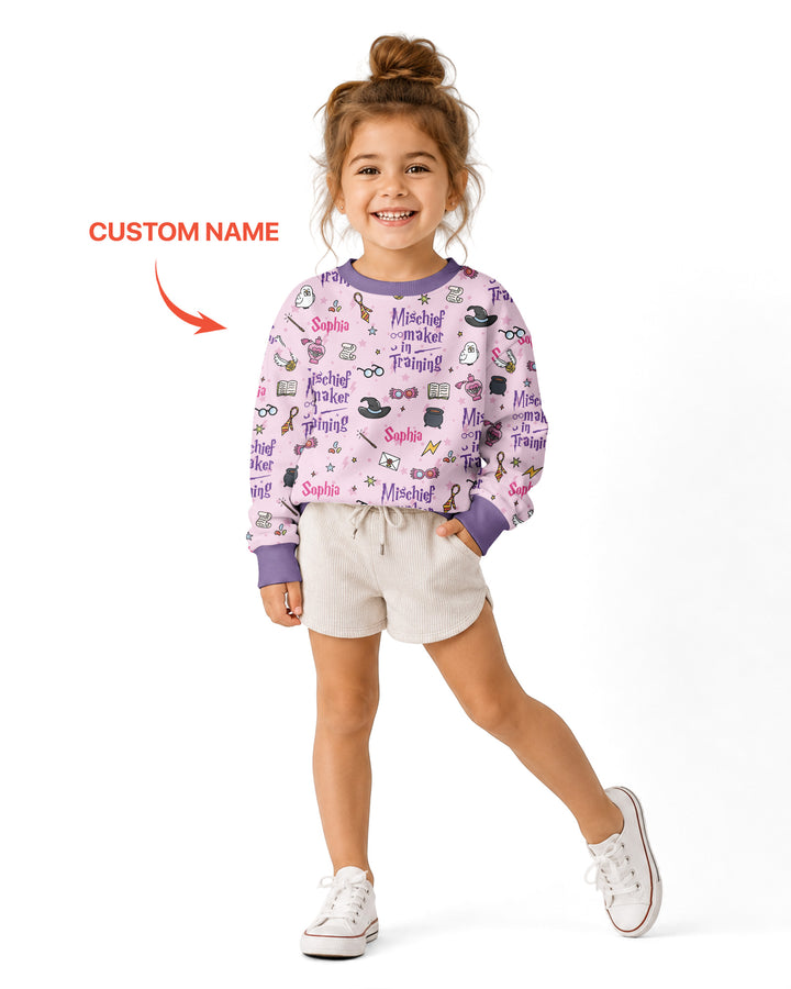 Custom Name Mischief Maker In Training Bamboo Crewneck Sweatshirt