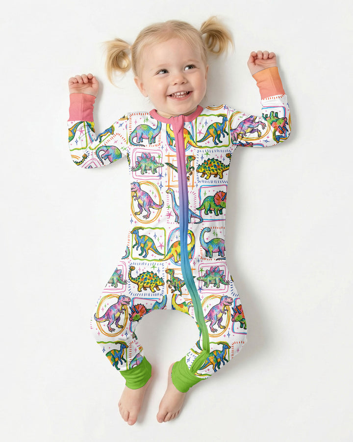 Dinosaur Colorful Stamps Bamboo Convertible Zippy