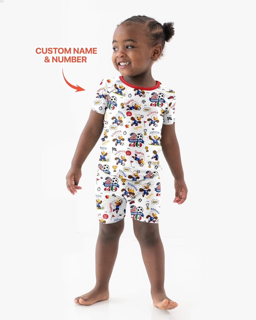 USA We Are Champions Soccer Tour 2026 Bamboo Two Piece Short Sleeve Shorts Pajama Set
