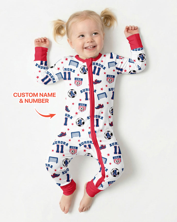 Custom Name Soccer Time Bamboo Convertible Zippy