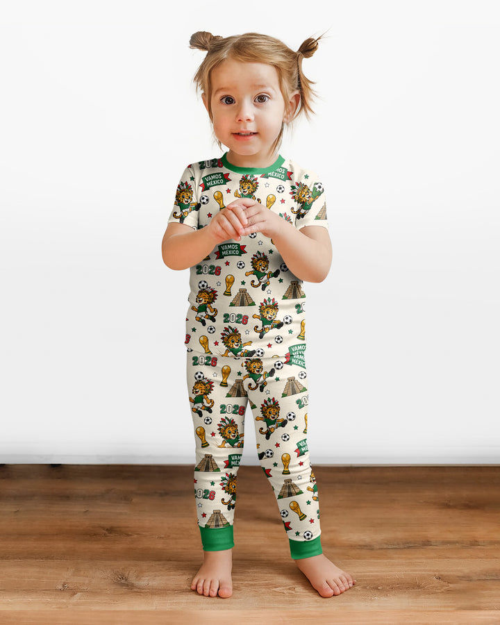 Jaguar 2026 Vamos Mexico Family Matching Bamboo Two Piece Short Sleeve Pajama Set