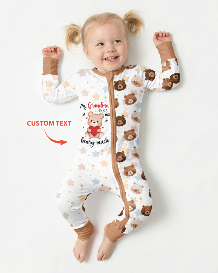 Personalized My Grandma Loves Me Beary Much Bamboo Convertible Zippy