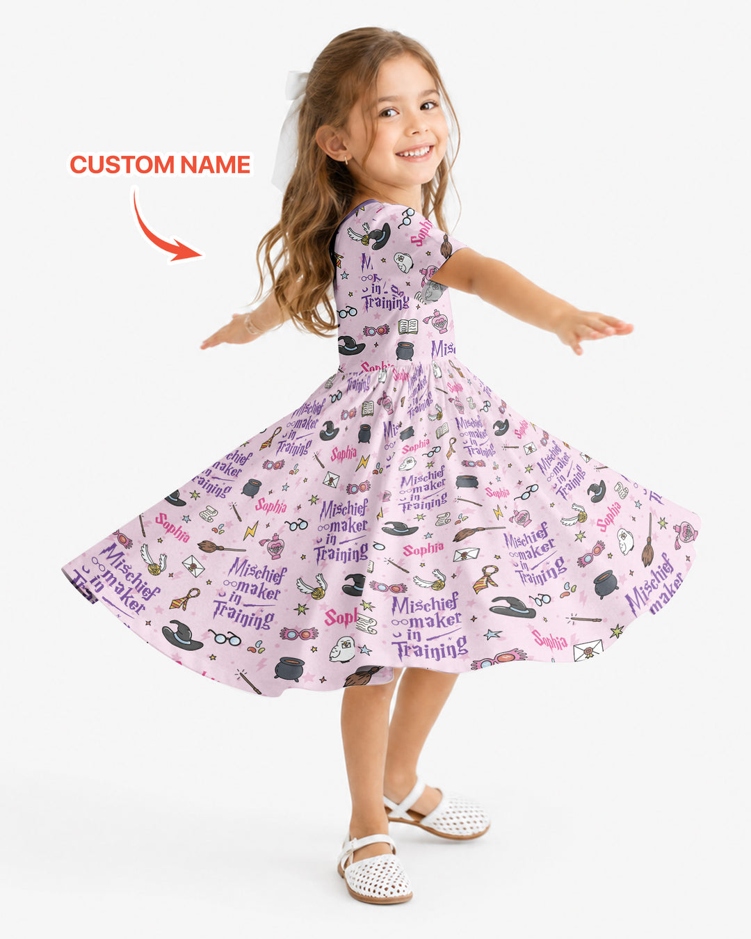 Custom Name Mischief Maker In Training Bamboo Twirl Dress