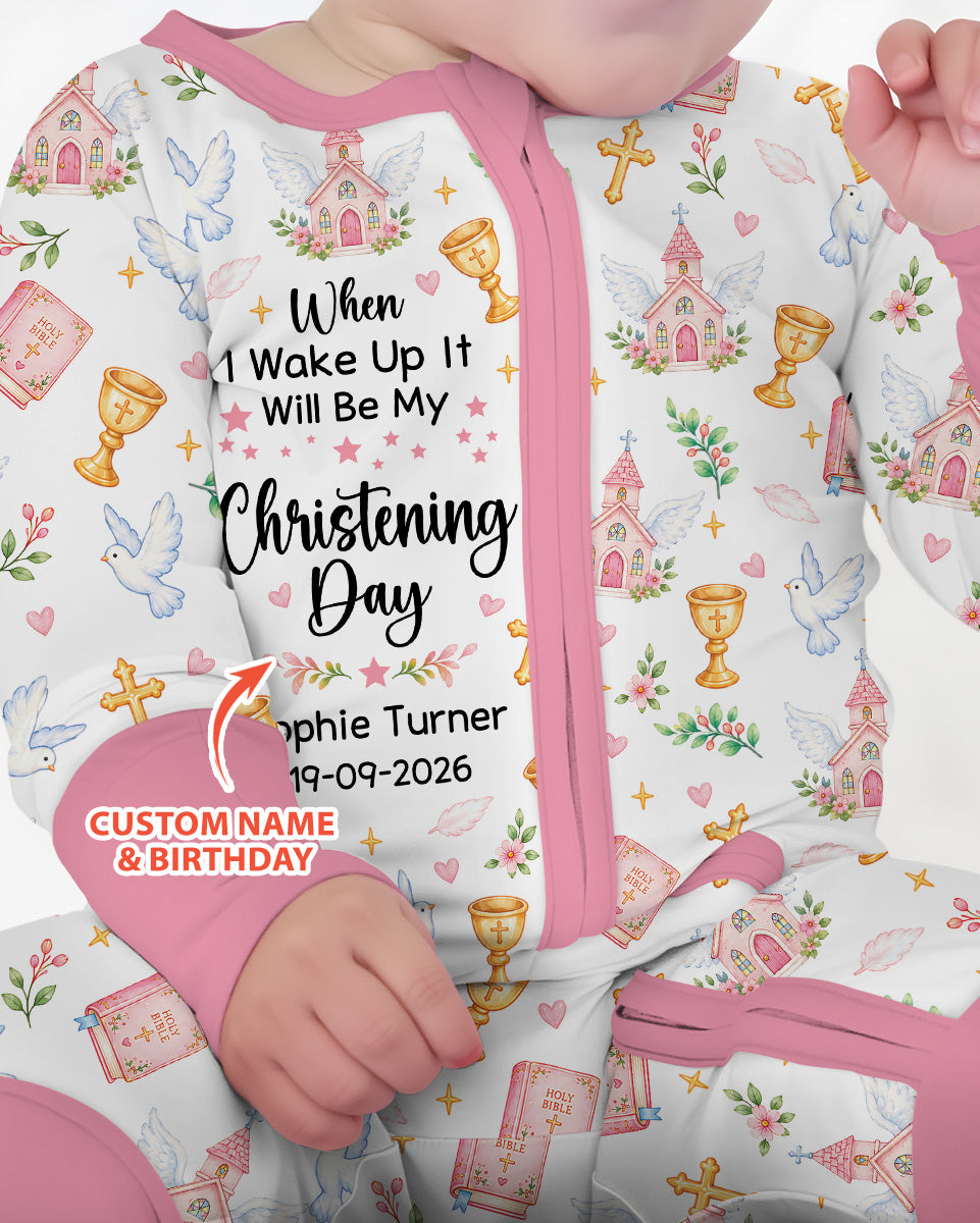 Personalized When I Wake Up It Will Be My Christening Day Bamboo Convertible Zippy