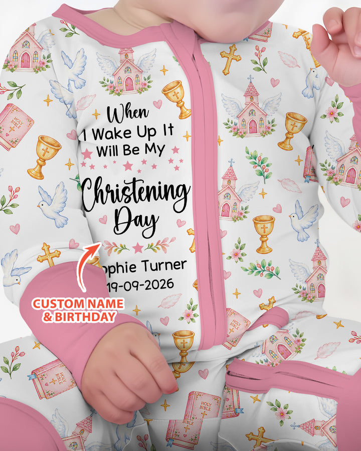 Personalized When I Wake Up It Will Be My Christening Day Bamboo Convertible Zippy