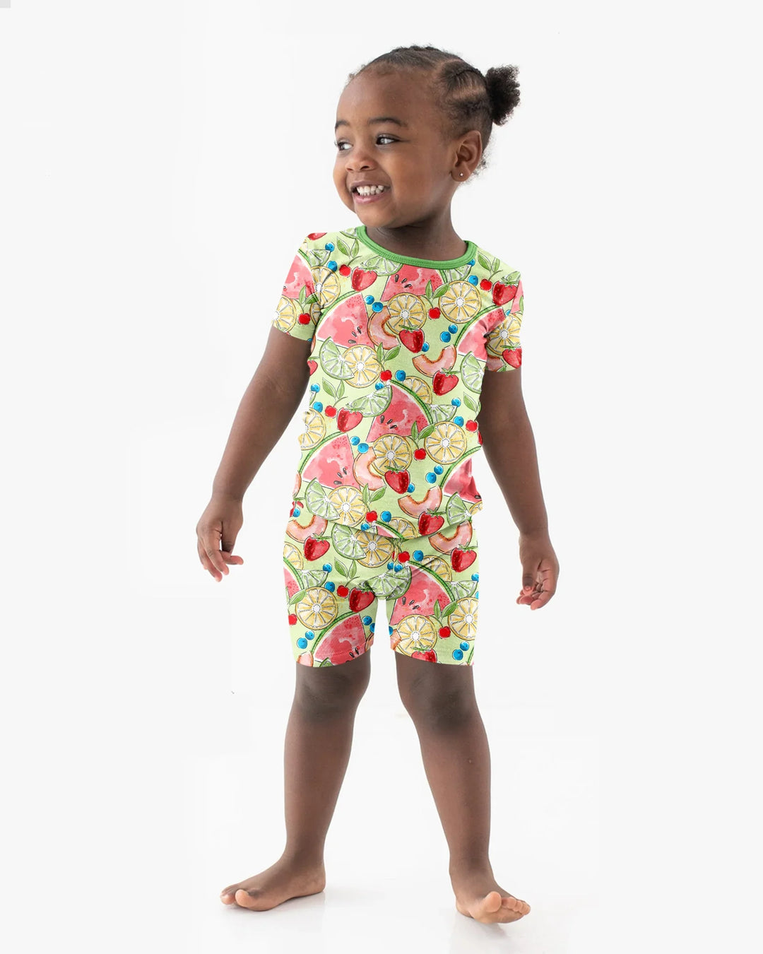 Sweet Summer Fruits Family Matching Bamboo Two Piece Short Sleeve Shorts Pajama Set