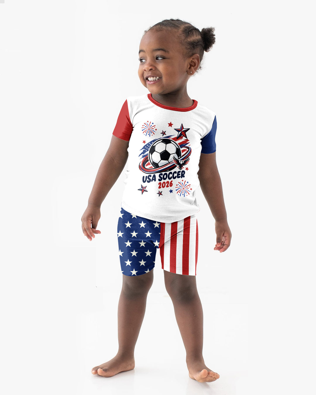 USA Soccer 2026 Family Matching Bamboo Two Piece Short Sleeve Shorts Pajama Set