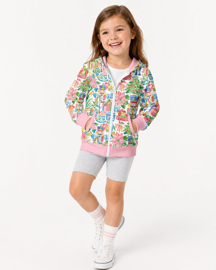 Watercolor Nutcracker Holiday Bamboo Zip Hoodie