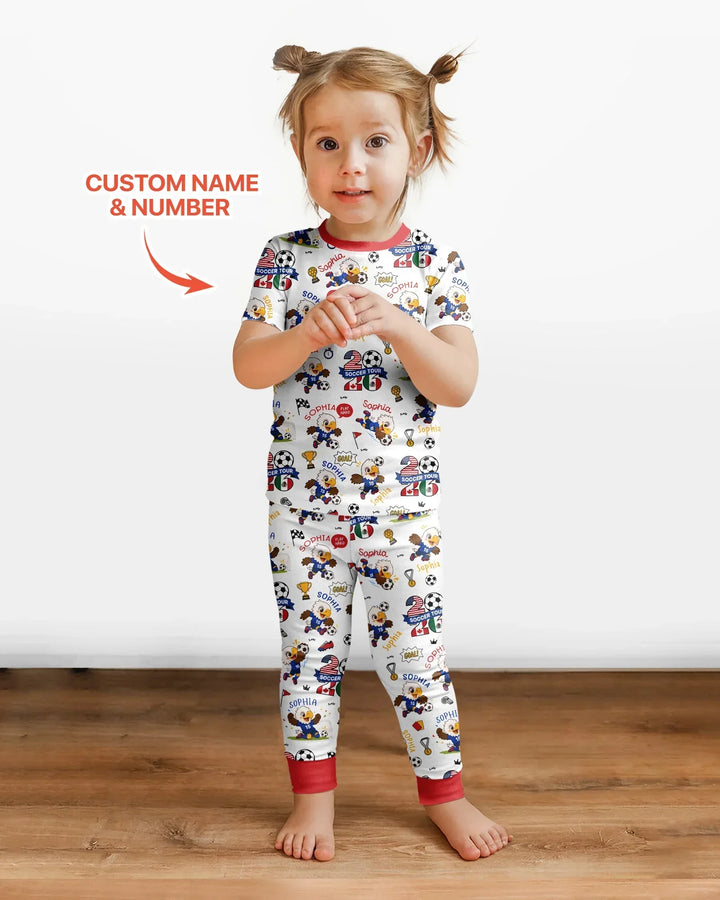 USA We Are Champions Soccer Tour 2026 Bamboo Two Piece Short Sleeve Pajama Set