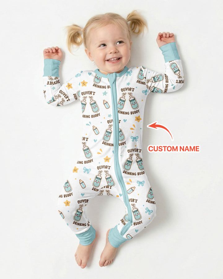 Custom Name Twin Drinking Buddies Bamboo Convertible Zippy