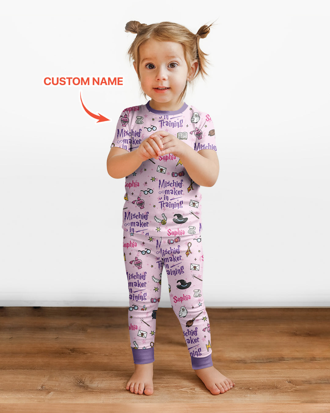 Custom Name Mischief Maker In Training Bamboo Two Piece Short Sleeve Pajama Set